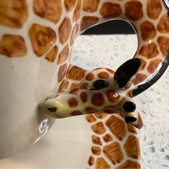 BLUE WITCH 3D Giraffe Head/Neck Handle Animal Print Espresso Cup and Saucer Set - Picture 13 of 15